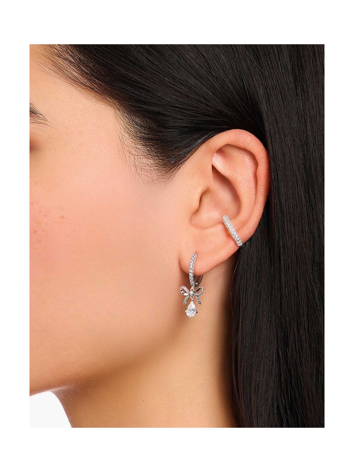 orecchini donna Thomas Sabo CR749-643-14 Silver Creols With Bow Pendant Ladies