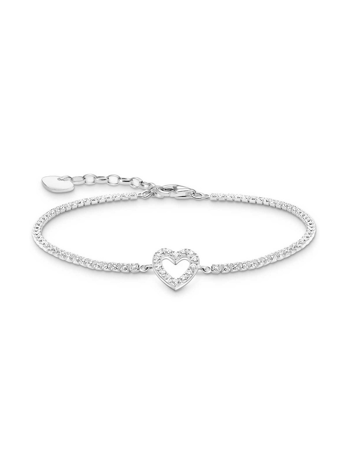 bracciale donna Thomas Sabo A2177-051-14-L19V Silver Tennis Bracelet Heart With White stones