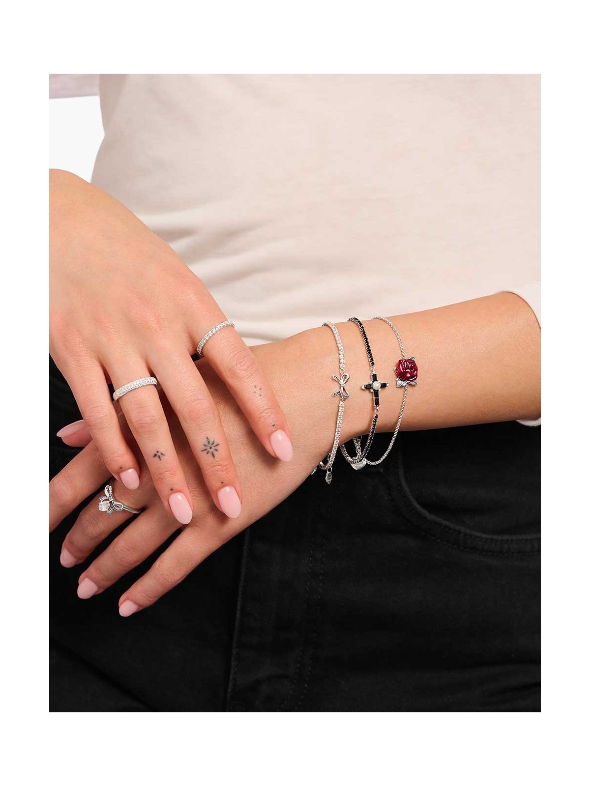 bracciale donna Thomas Sabo A2172-643-14-L19V Silver Bow-Bracelet With White stones