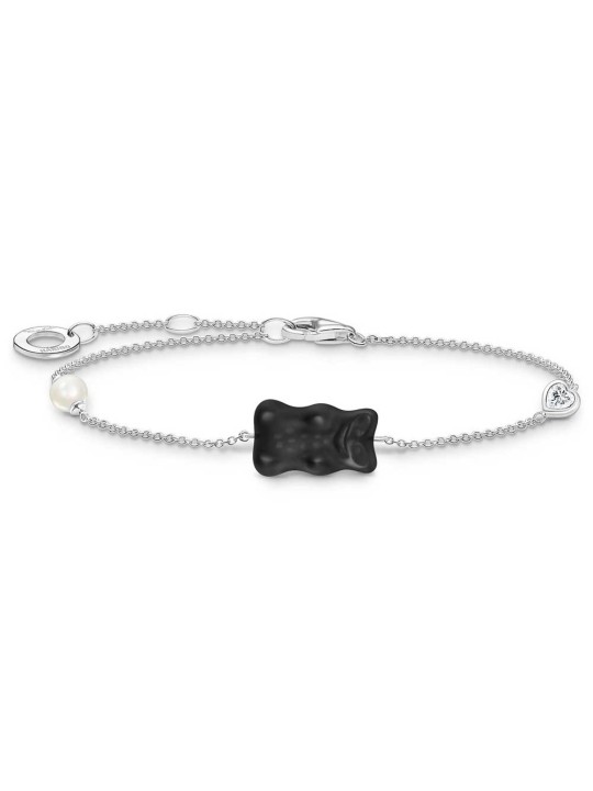 bracciale donna Thomas Sabo A2151-052-11-L19V Silver Bracelet With Black Gold Bear And Pearl + Stone
