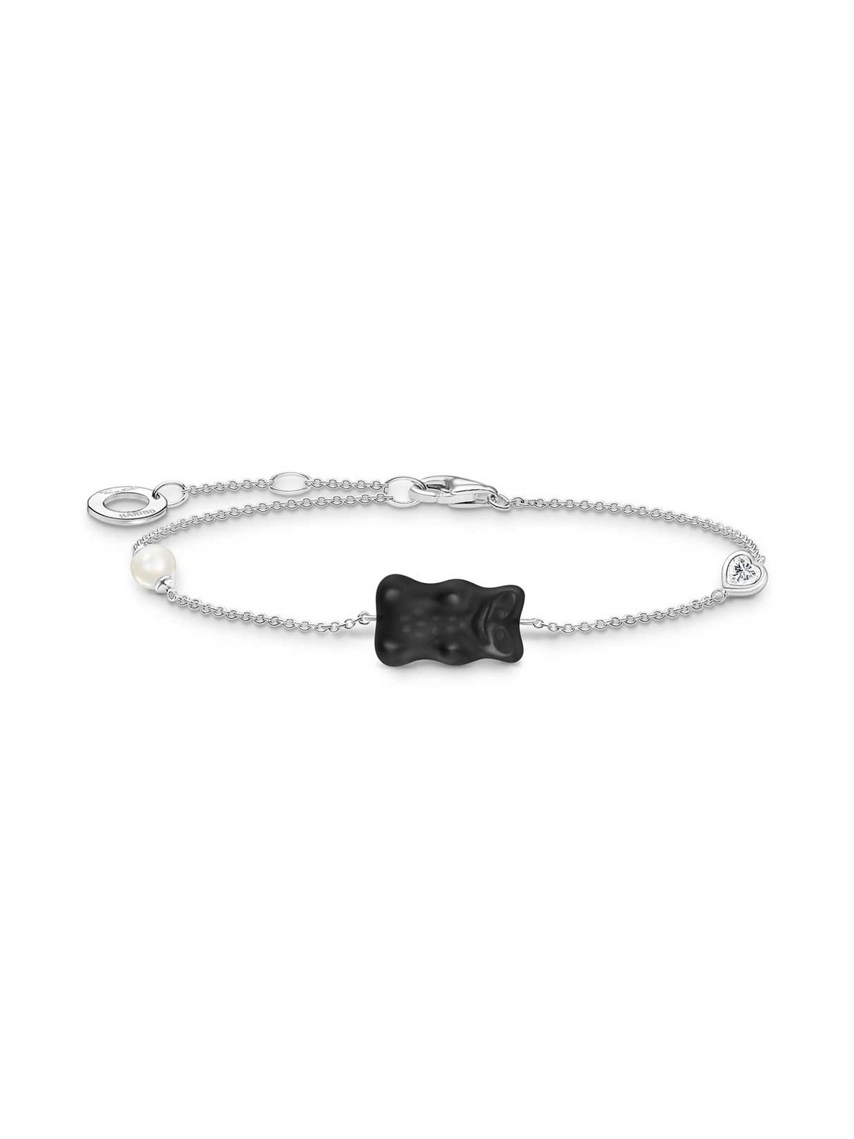 bracciale donna Thomas Sabo A2151-052-11-L19V Silver Bracelet With Black Gold Bear And Pearl + Stone