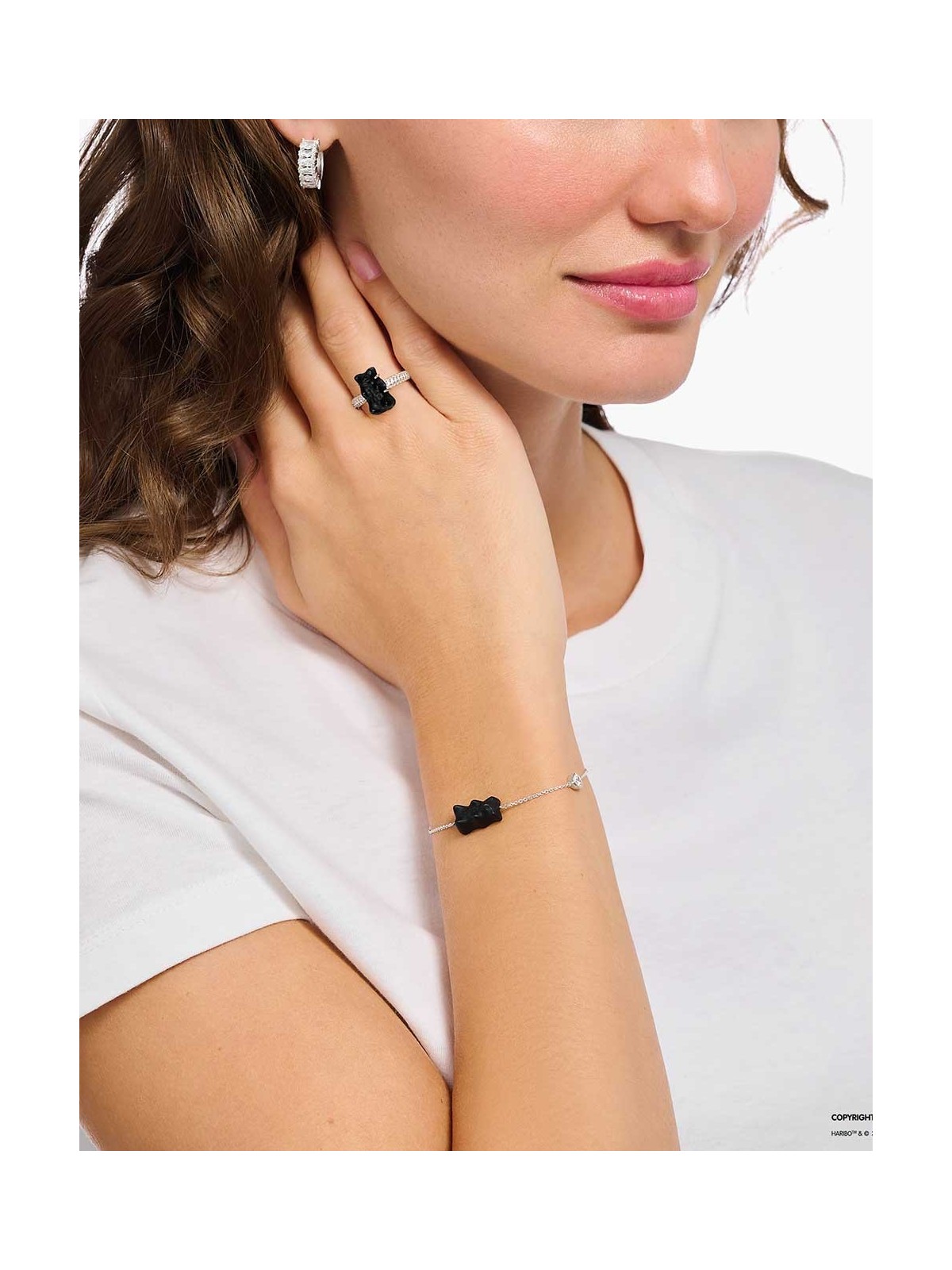 bracciale donna Thomas Sabo A2151-052-11-L19V Silver Bracelet With Black Gold Bear And Pearl + Stone