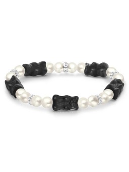bracciale donna Thomas Sabo A2170-052-11-L15 Pearl Bracelet With 5 Black Gold Bears