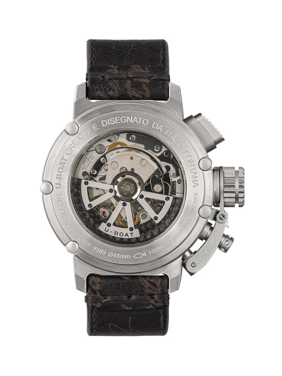 orologio uomo U-Boat 9589 Mens Watch Chimera 46mm Chrono SS Blue Automatic 10ATM