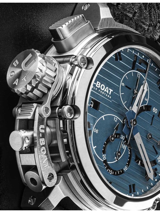 orologio uomo U-Boat 9589 Mens Watch Chimera 46mm Chrono SS Blue Automatic 10ATM