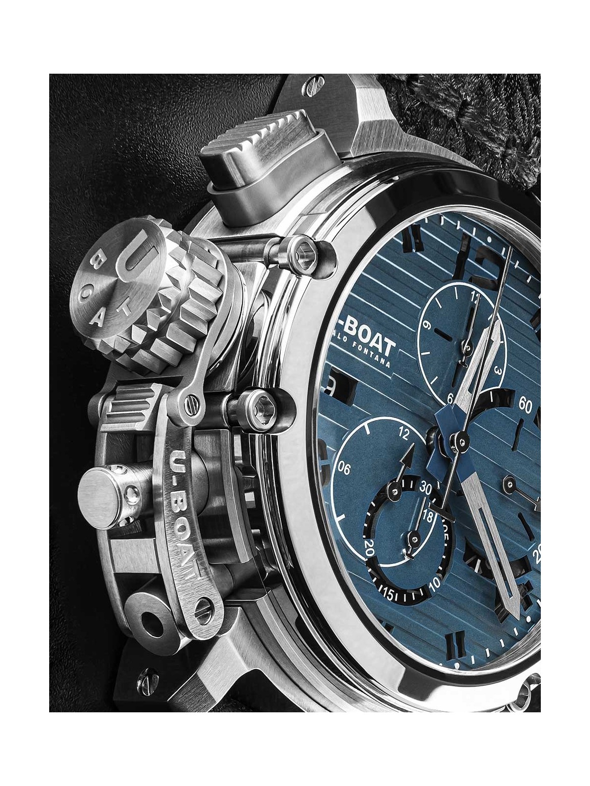 orologio uomo U-Boat 9589 Mens Watch Chimera 46mm Chrono SS Blue Automatic 10ATM