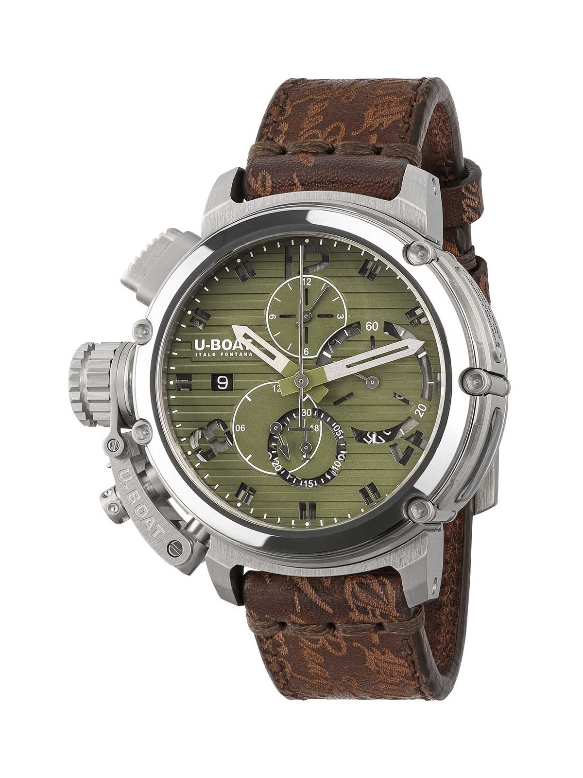 orologio uomo U-Boat 9591 Mens Watch Chimera 46mm Chrono SS Green Automatic 10ATM