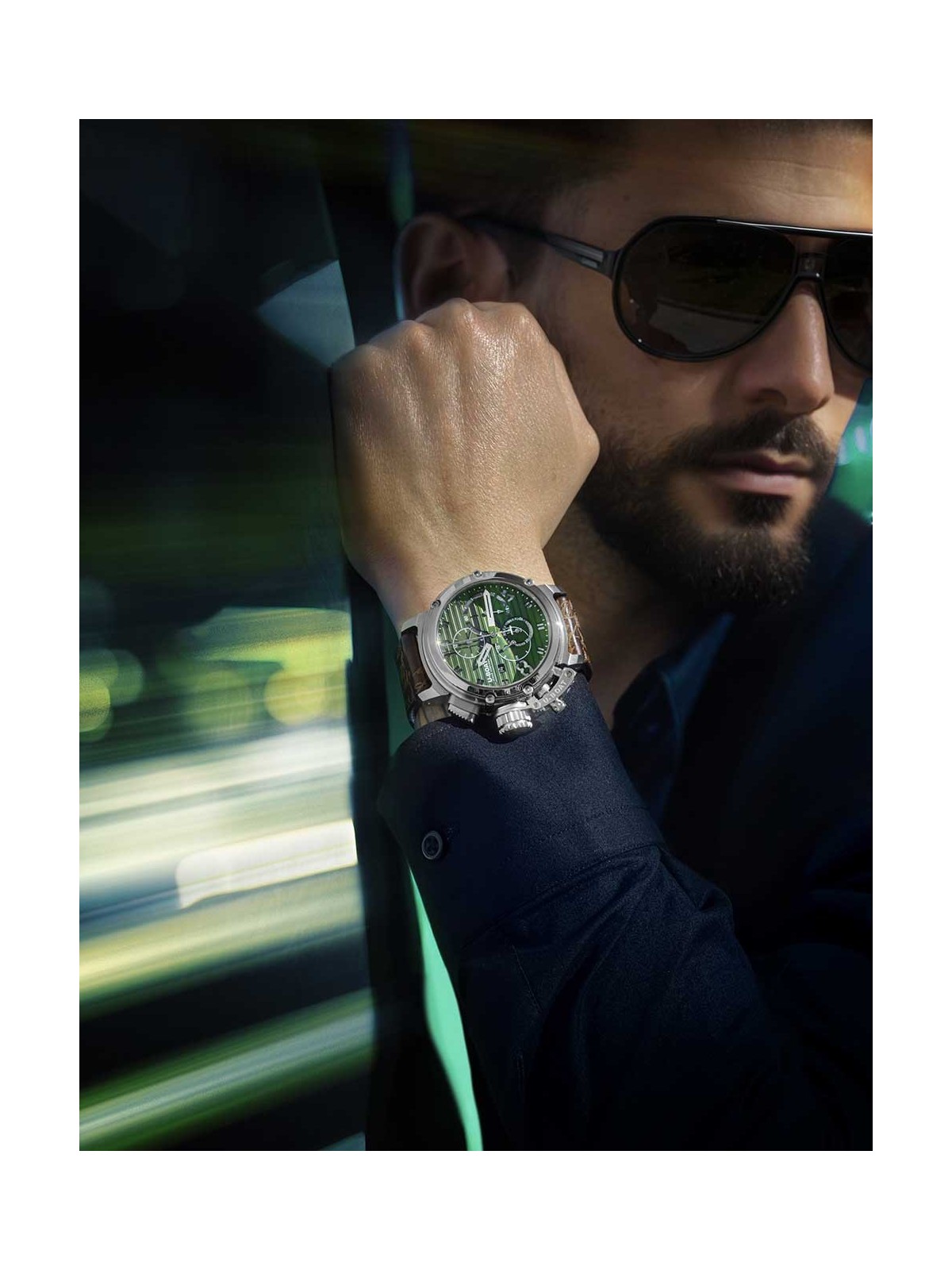 orologio uomo U-Boat 9591 Mens Watch Chimera 46mm Chrono SS Green Automatic 10ATM