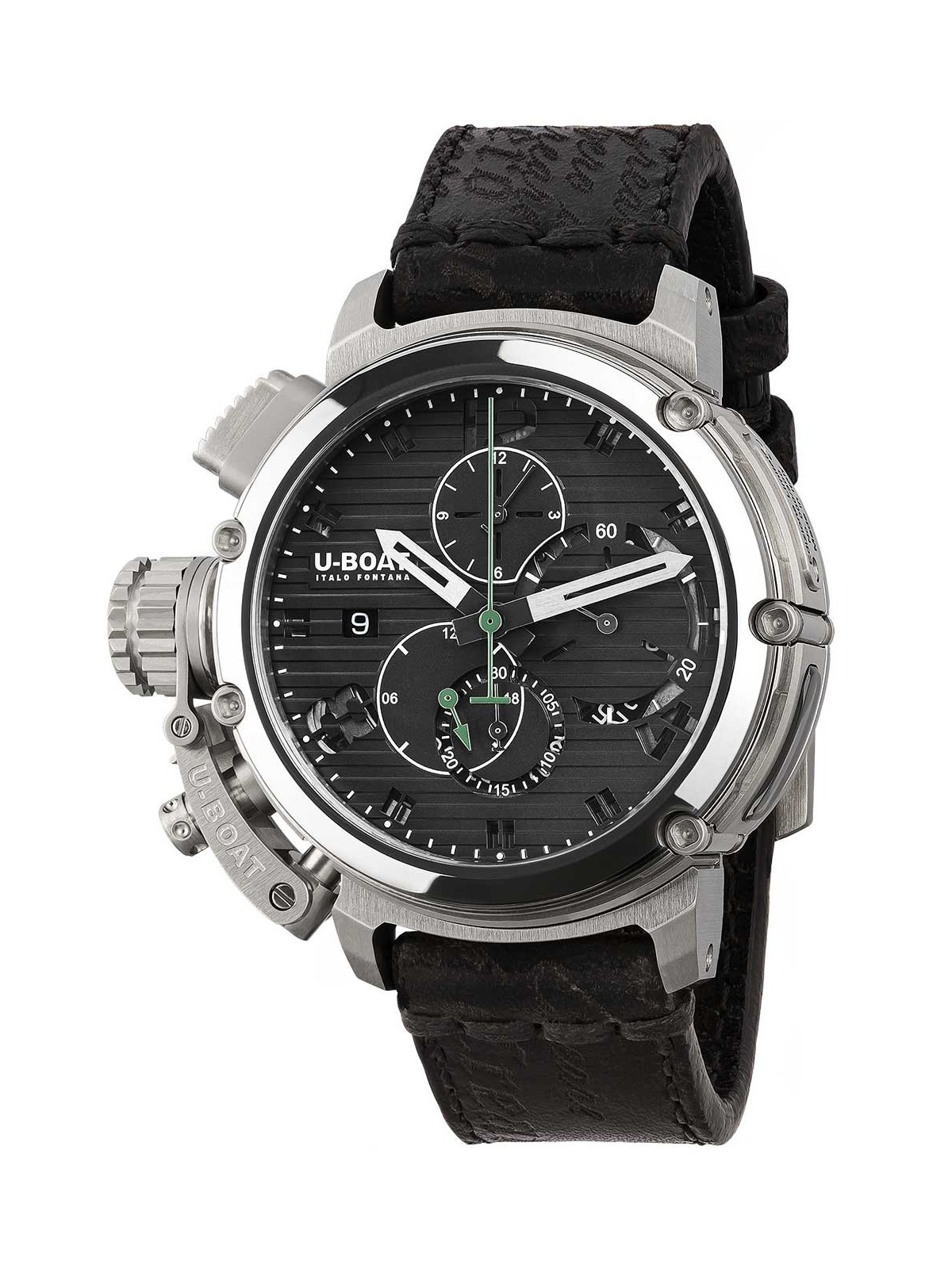 orologio uomo U-Boat 9592 Mens Watch Chimera 46mm Chrono SS Black Automatic 10ATM