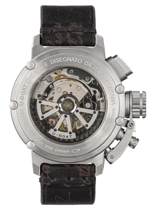 orologio uomo U-Boat 9592 Mens Watch Chimera 46mm Chrono SS Black Automatic 10ATM