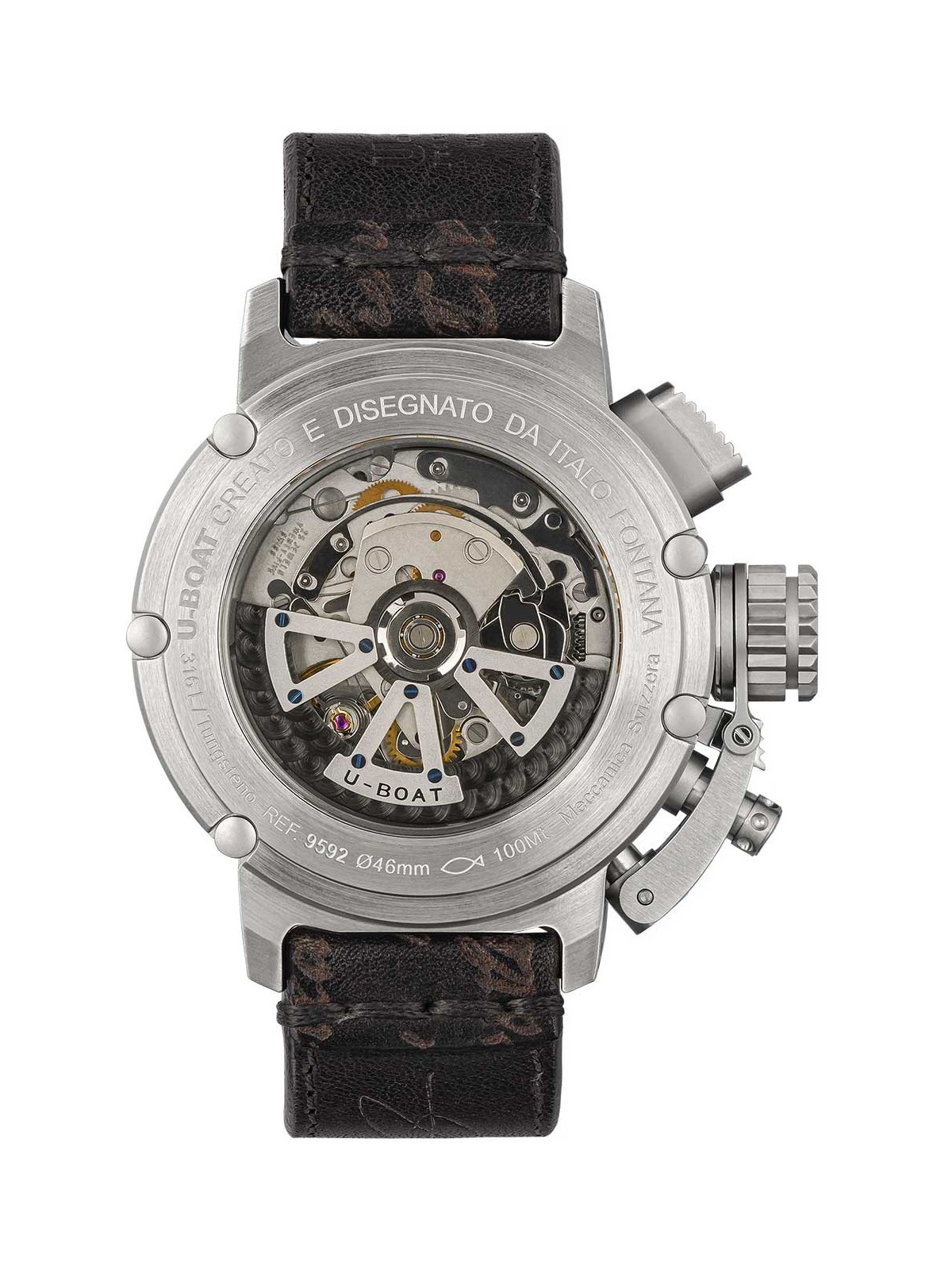 orologio uomo U-Boat 9592 Mens Watch Chimera 46mm Chrono SS Black Automatic 10ATM