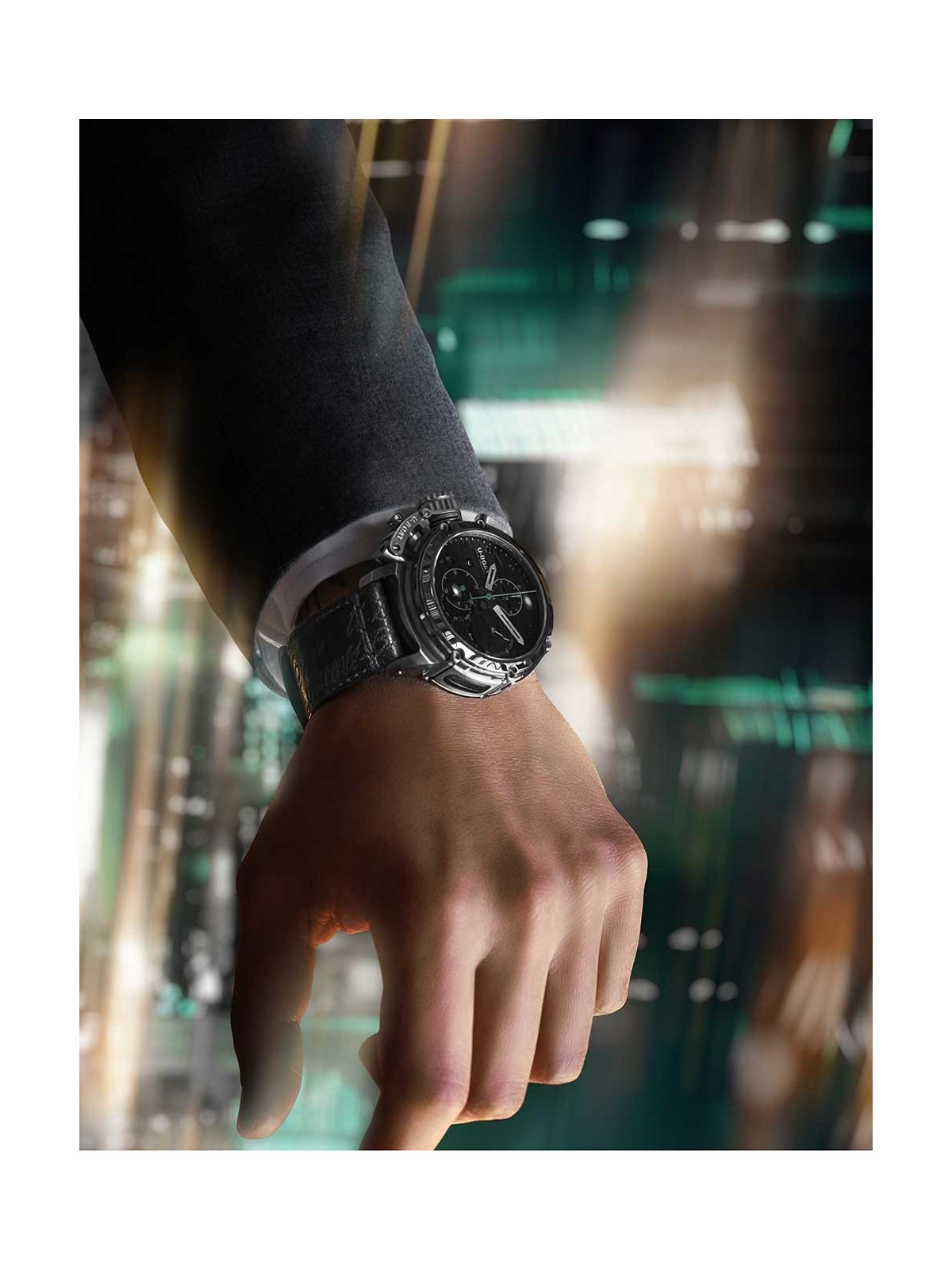 orologio uomo U-Boat 9592 Mens Watch Chimera 46mm Chrono SS Black Automatic 10ATM