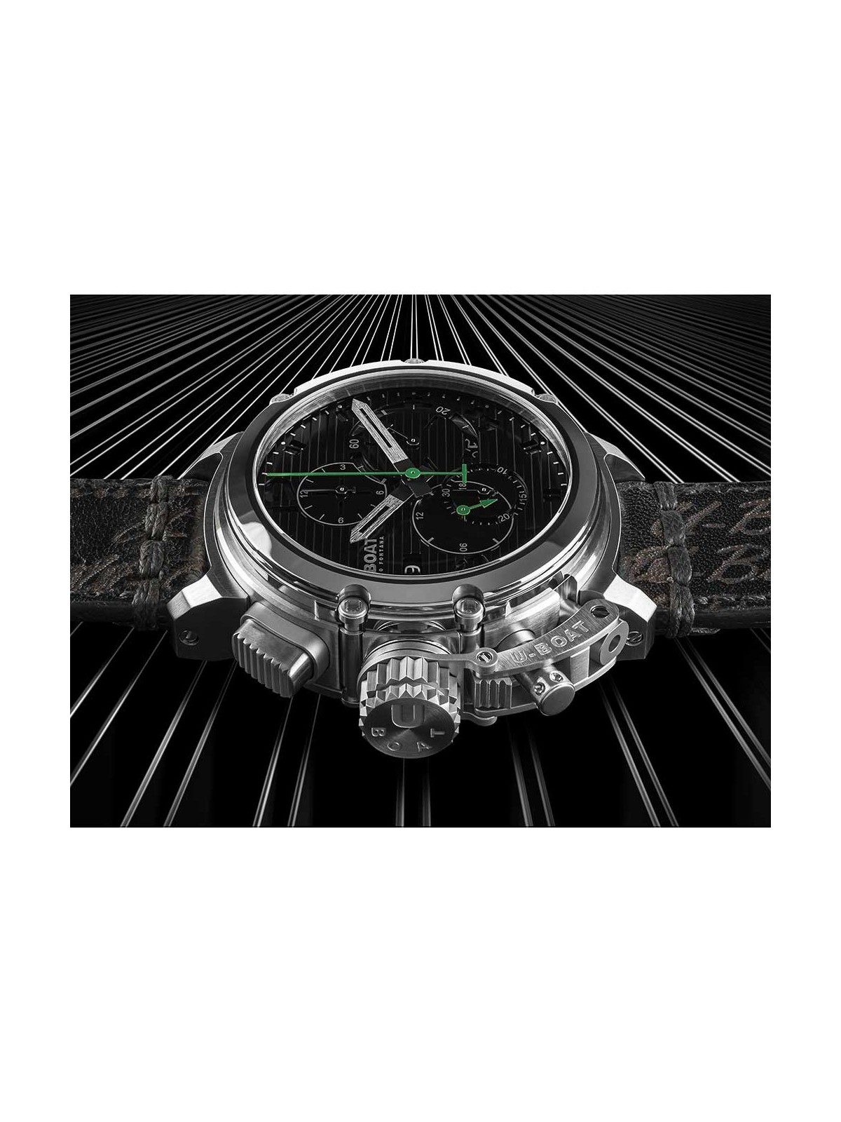 orologio uomo U-Boat 9592 Mens Watch Chimera 46mm Chrono SS Black Automatic 10ATM