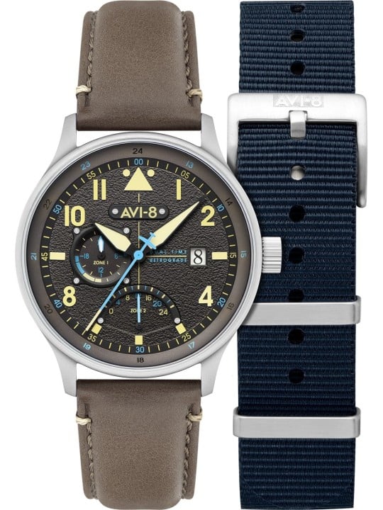 orologio uomo AVI-8 AV-4101-09 Mens Watch Hawker Hurricane McKellar Dual Time 44mm 5ATM