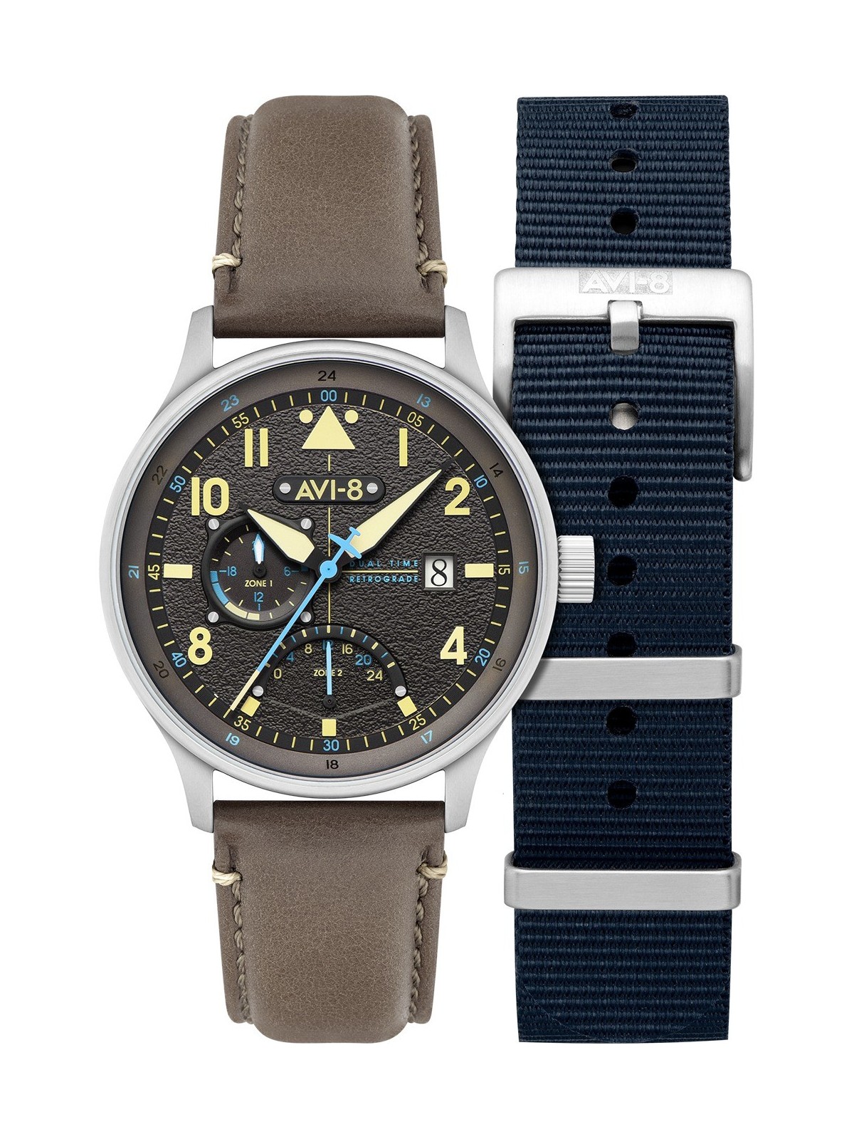 orologio uomo AVI-8 AV-4101-09 Mens Watch Hawker Hurricane McKellar Dual Time 44mm 5ATM
