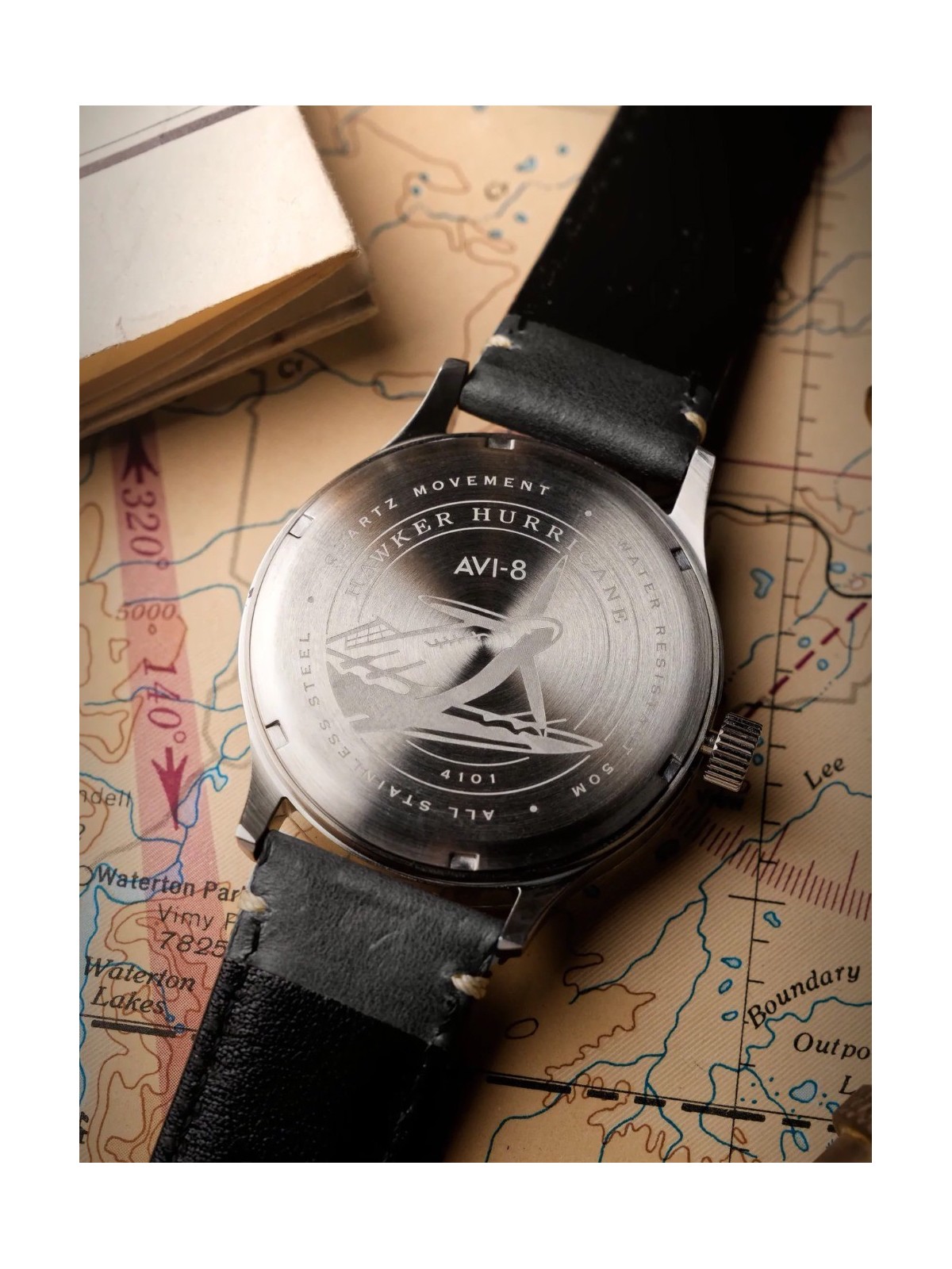 orologio uomo AVI-8 AV-4101-09 Mens Watch Hawker Hurricane McKellar Dual Time 44mm 5ATM