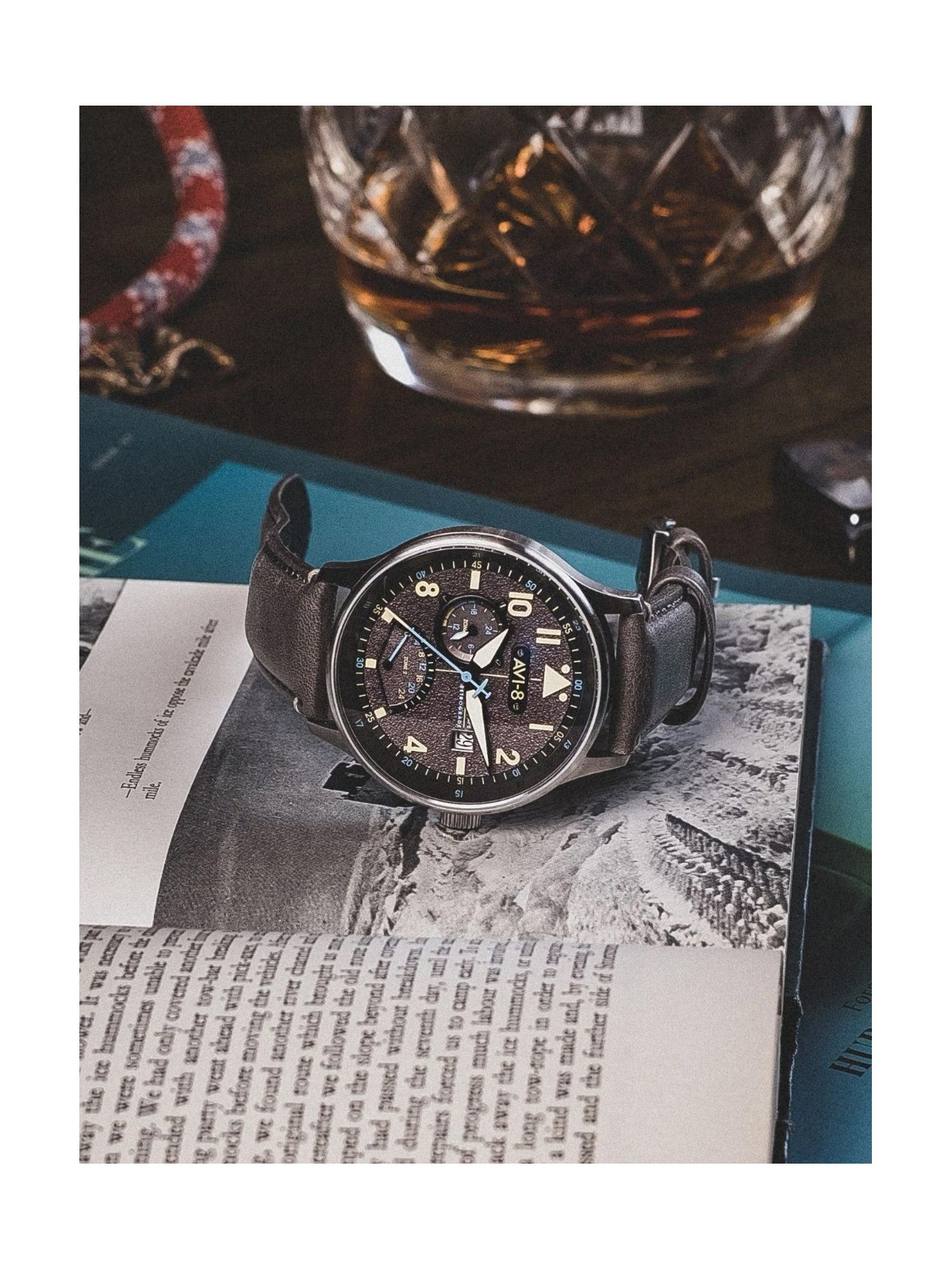 orologio uomo AVI-8 AV-4101-09 Mens Watch Hawker Hurricane McKellar Dual Time 44mm 5ATM