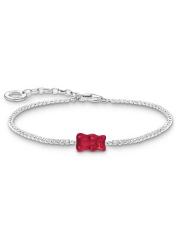 bracciale donna Thomas Sabo A2187-052-10 Silver Tennis Bracelet With Red Gold Bear 16-19 cm