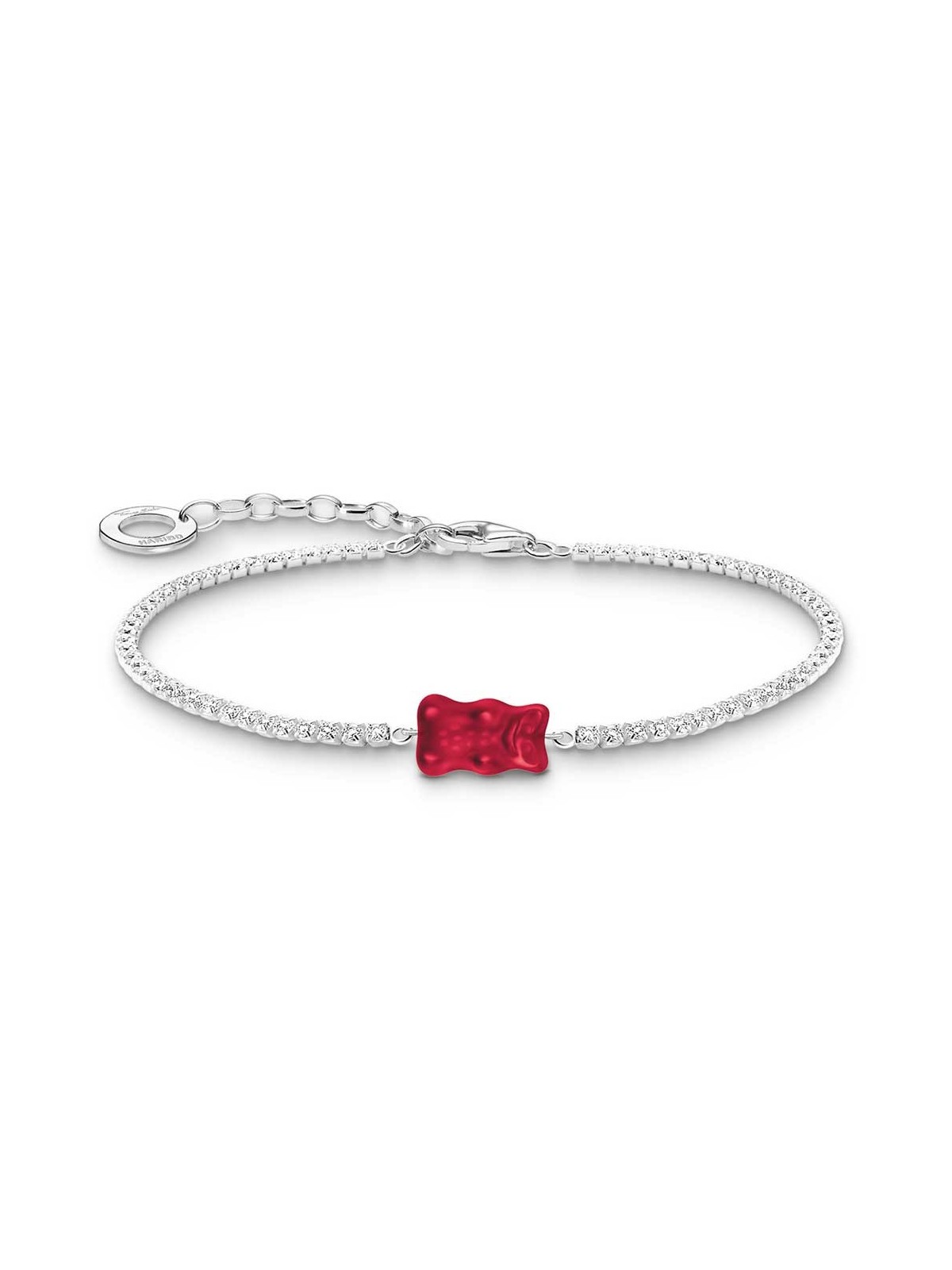 bracciale donna Thomas Sabo A2187-052-10 Silver Tennis Bracelet With Red Gold Bear 16-19 cm