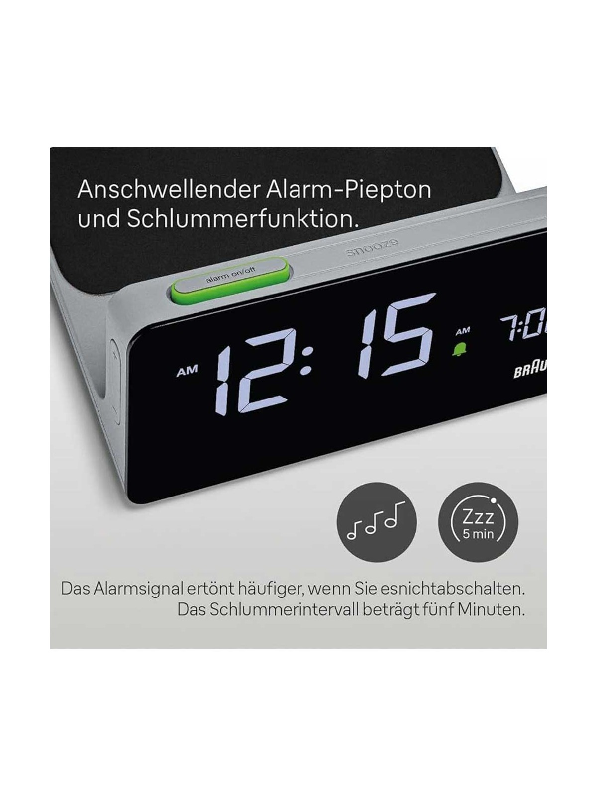 sveglia Braun BC21GEU Digital Alarm Clock With Wireless Charging