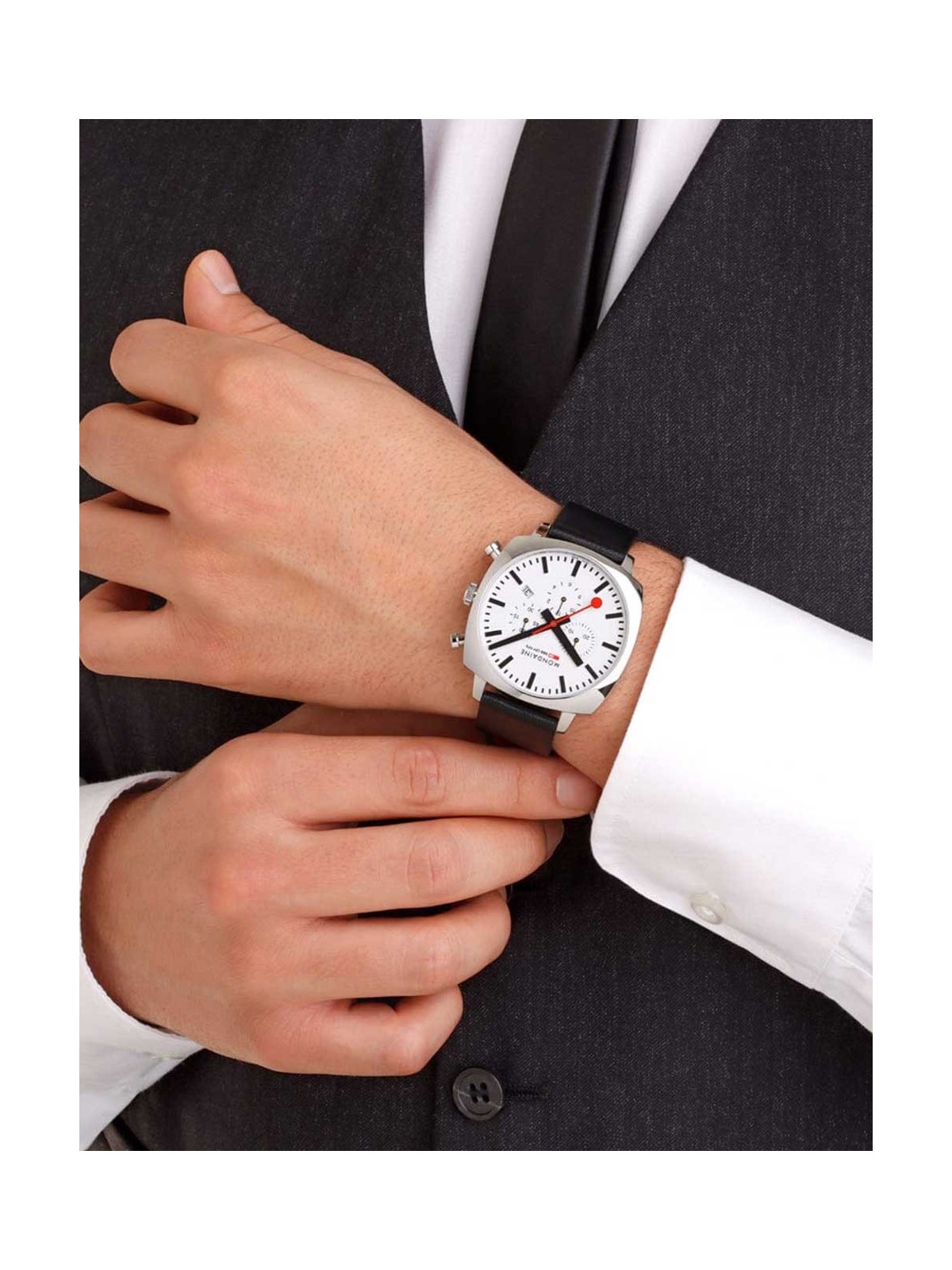orologio uomo Mondaine MSL.41410.LBV.SET Mens Watch GrAnd Cushion Set 41mm 5ATM