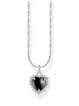 collana donna Thomas Sabo KE2297-643-11 Silver Necklace With Black Heart Pendant Heart Romance Ladies