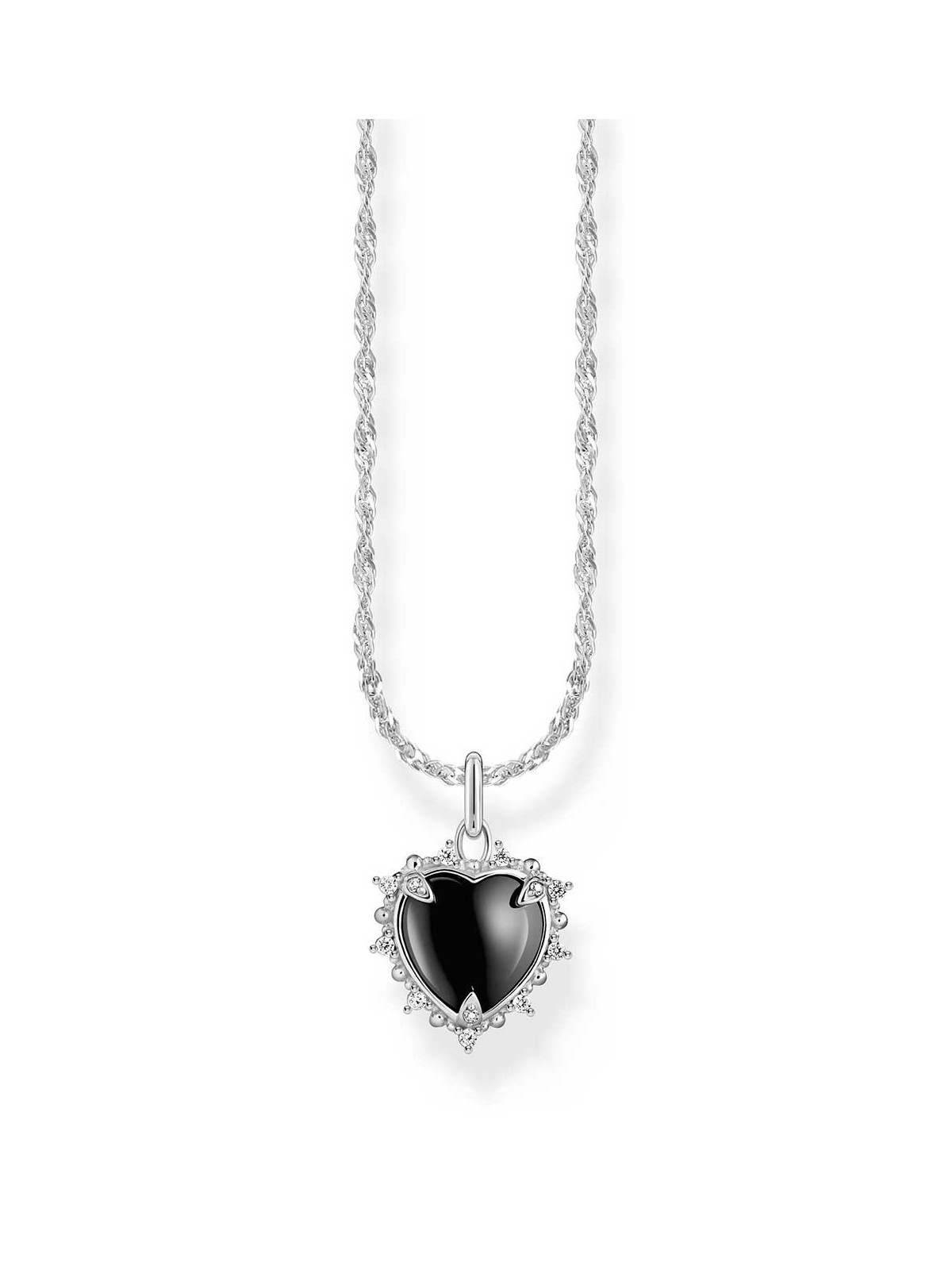 collana donna Thomas Sabo KE2297-643-11 Silver Necklace With Black Heart Pendant Heart Romance Ladies