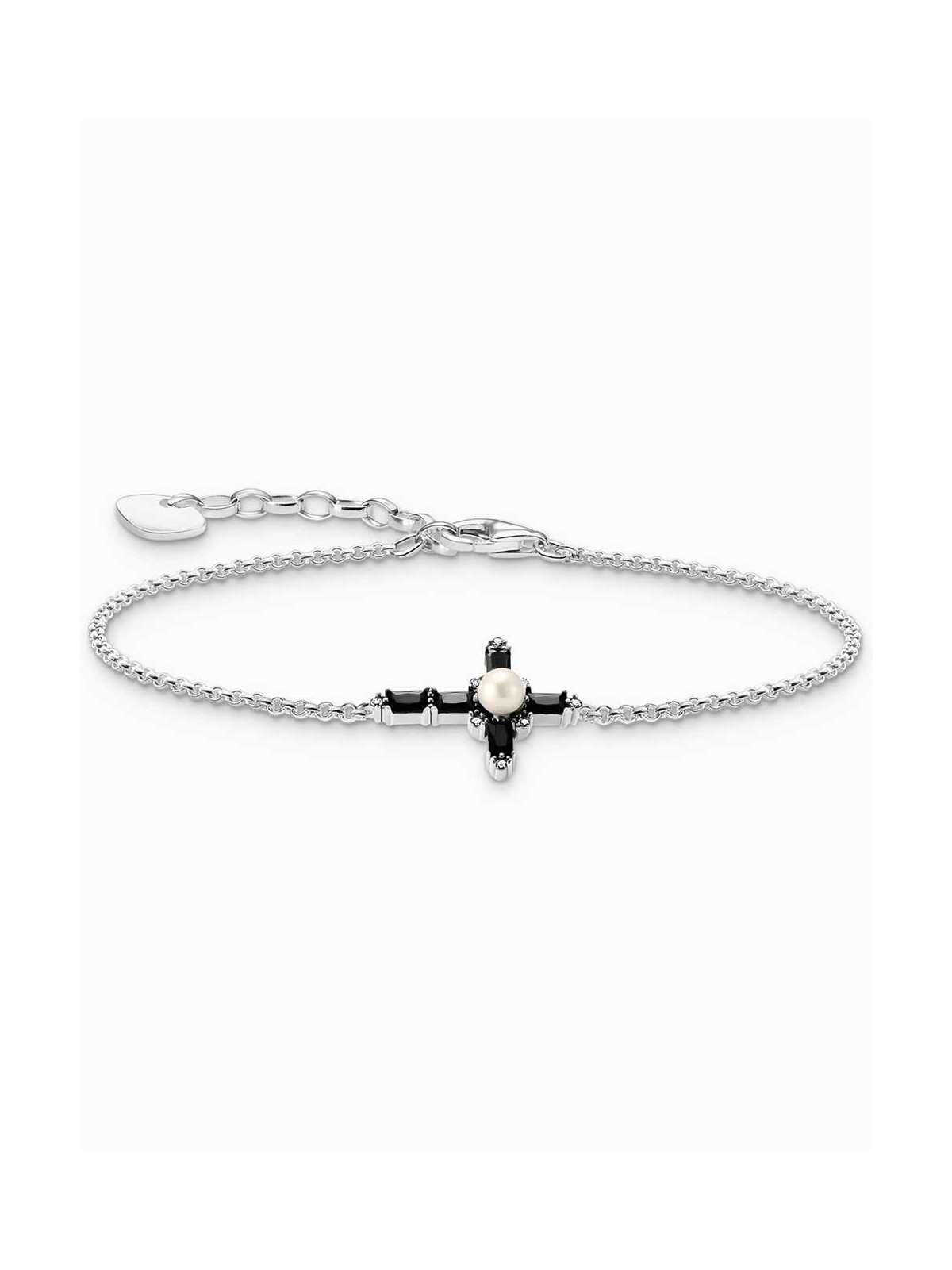 bracciale donna Thomas Sabo A2173-167-11-L19V Silver Bracelet With Black Cross Romance