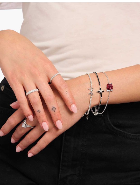 bracciale donna Thomas Sabo A2173-167-11-L19V Silver Bracelet With Black Cross Romance