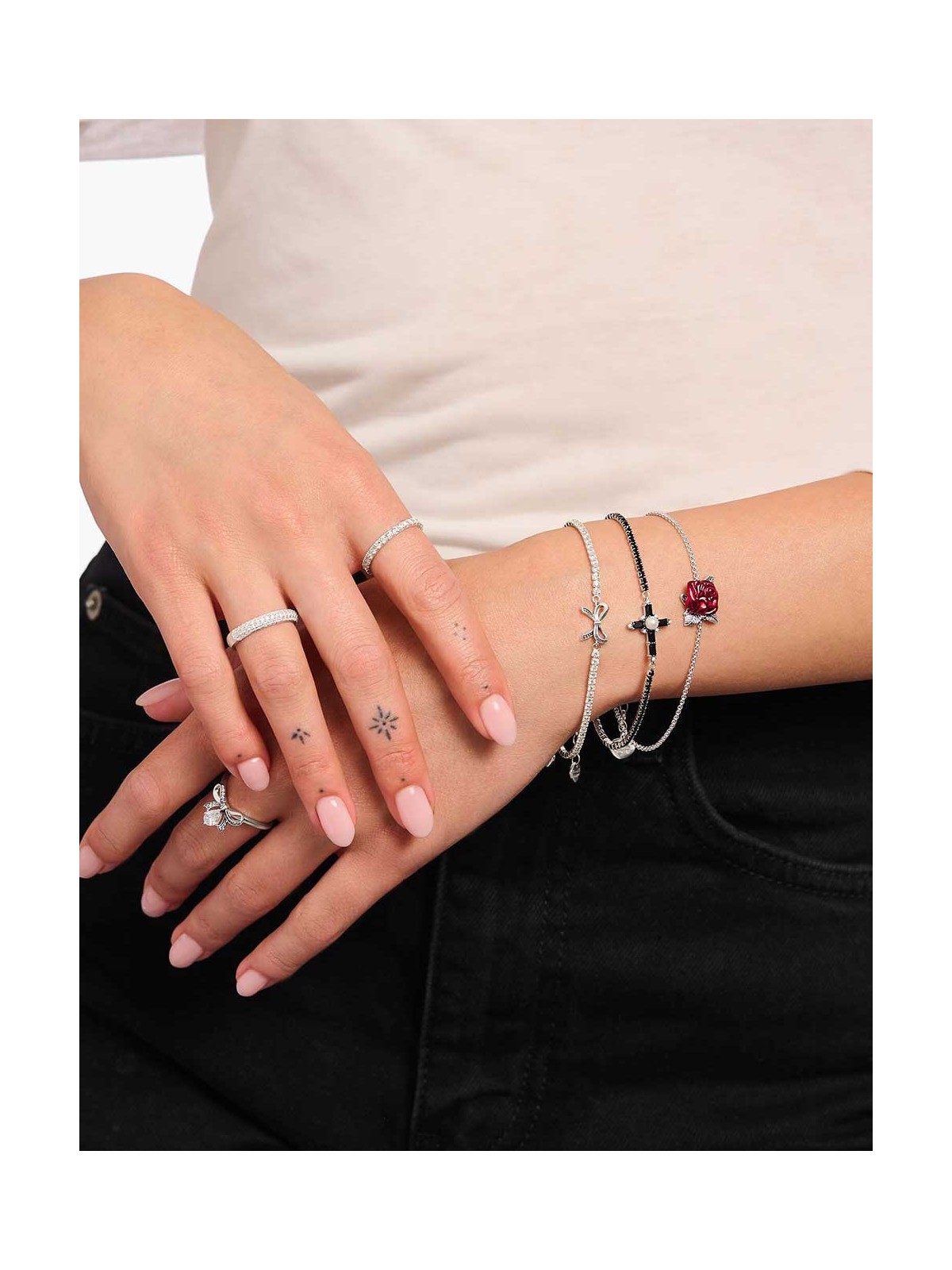 bracciale donna Thomas Sabo A2173-167-11-L19V Silver Bracelet With Black Cross Romance