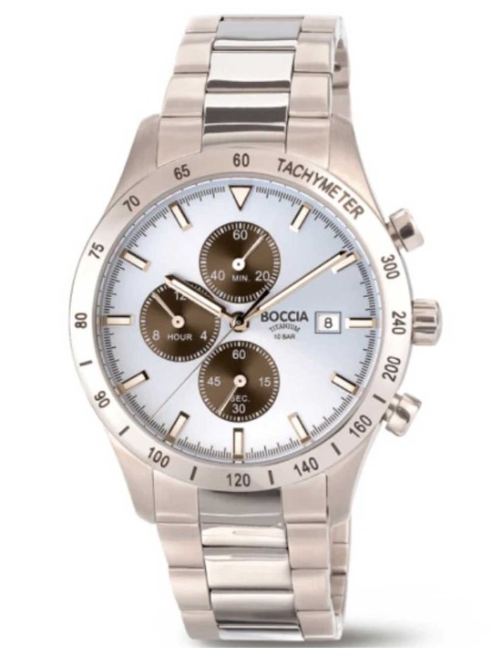 orologio uomo Boccia 3739-01 Mens Watch Titanium Chronograph 40mm 10ATM
