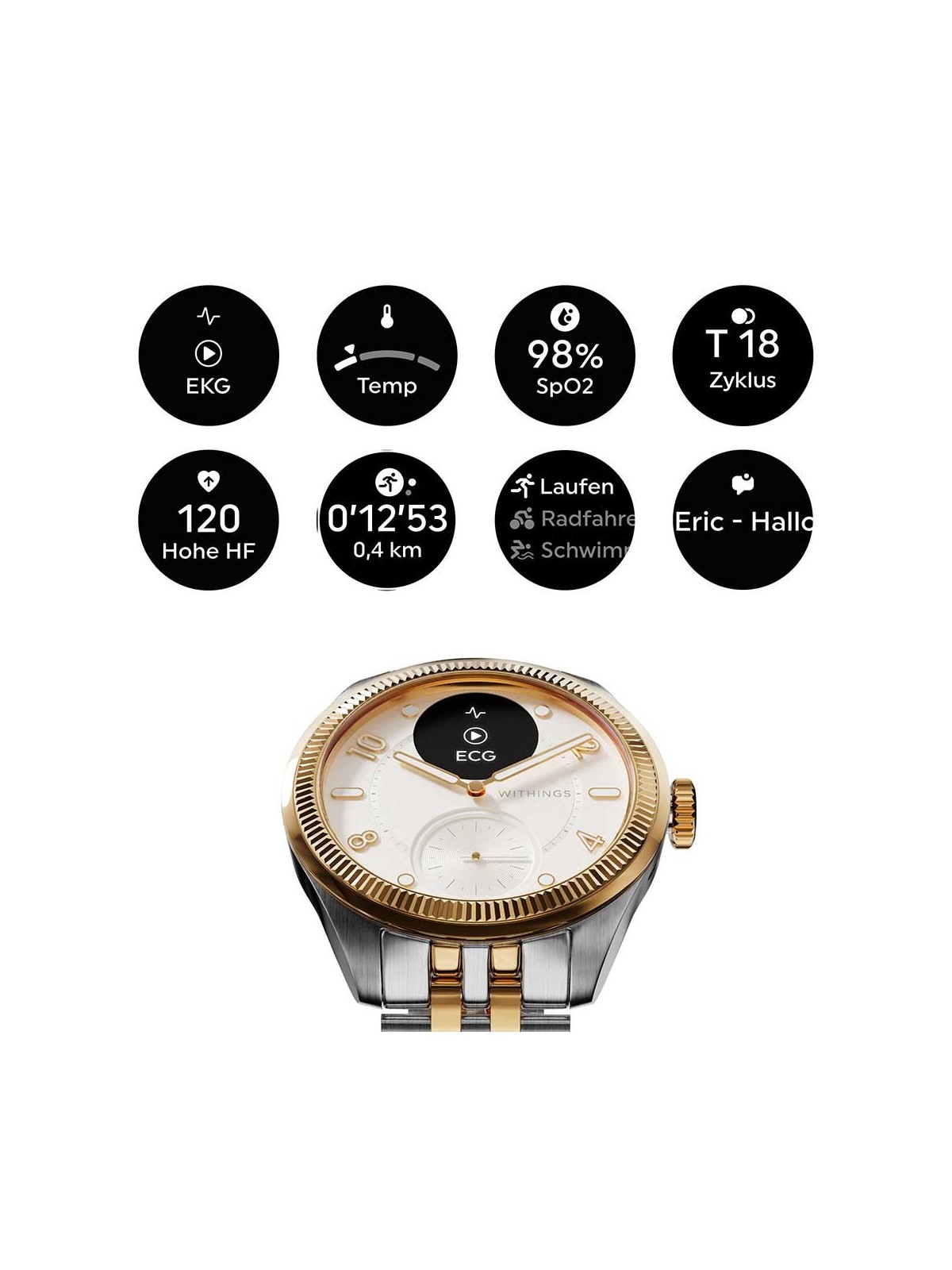 Withings HWA10-MODEL 11-ALL Scanwatch Nova Brilliant bi-color 39mm 5ATM