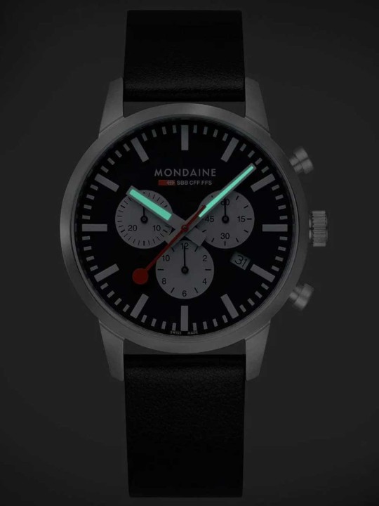 orologio uomo Mondaine MSD.41420.LBV Mens Watch SBB Neo Chronograph 41mm 5ATM
