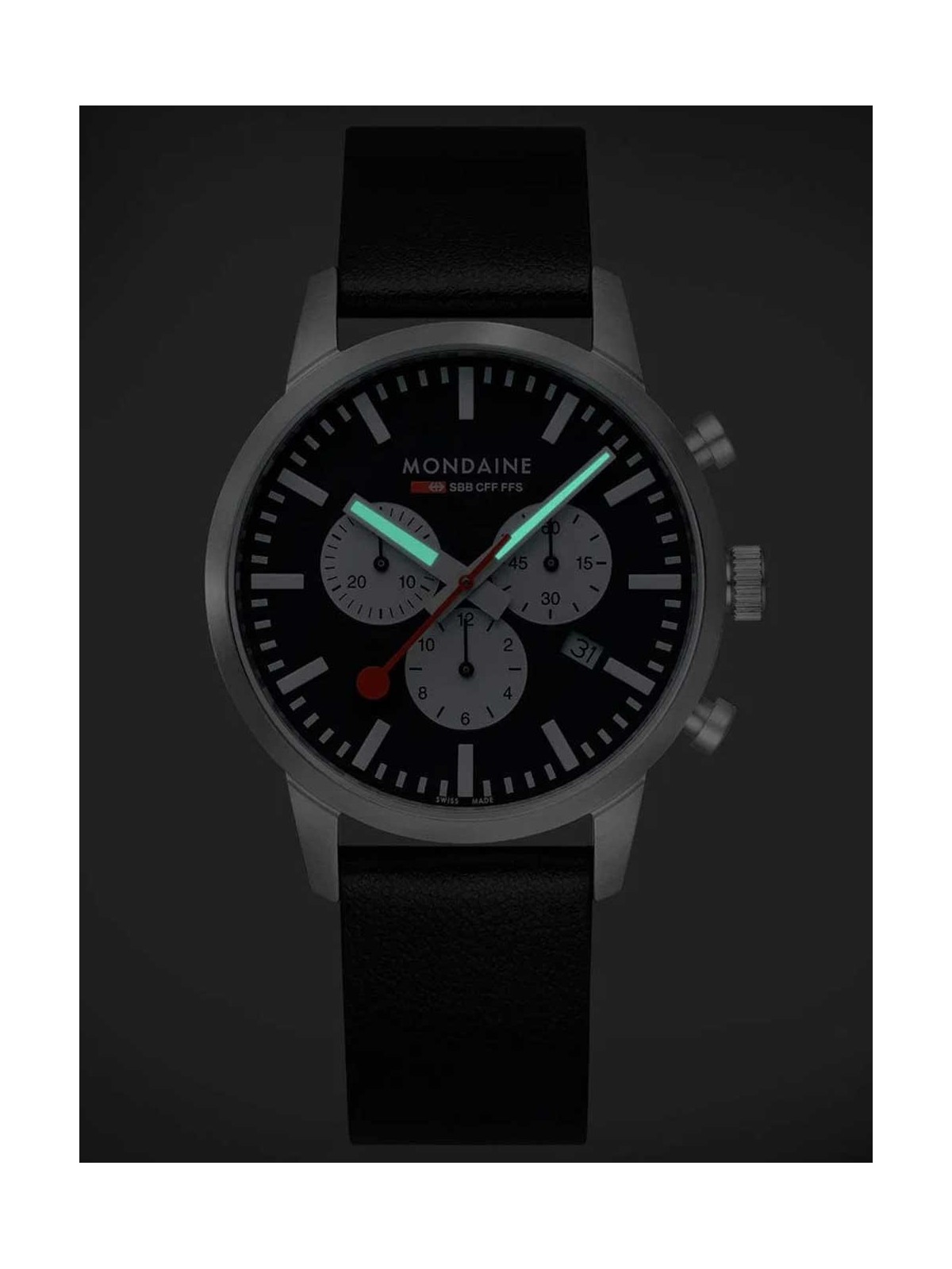 orologio uomo Mondaine MSD.41420.LBV Mens Watch SBB Neo Chronograph 41mm 5ATM