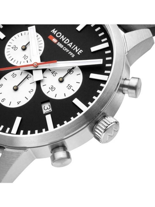 orologio uomo Mondaine MSD.41420.LBV Mens Watch SBB Neo Chronograph 41mm 5ATM