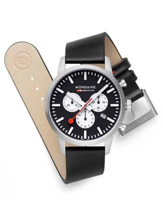 orologio uomo Mondaine MSD.41420.LBV Mens Watch SBB Neo Chronograph 41mm 5ATM