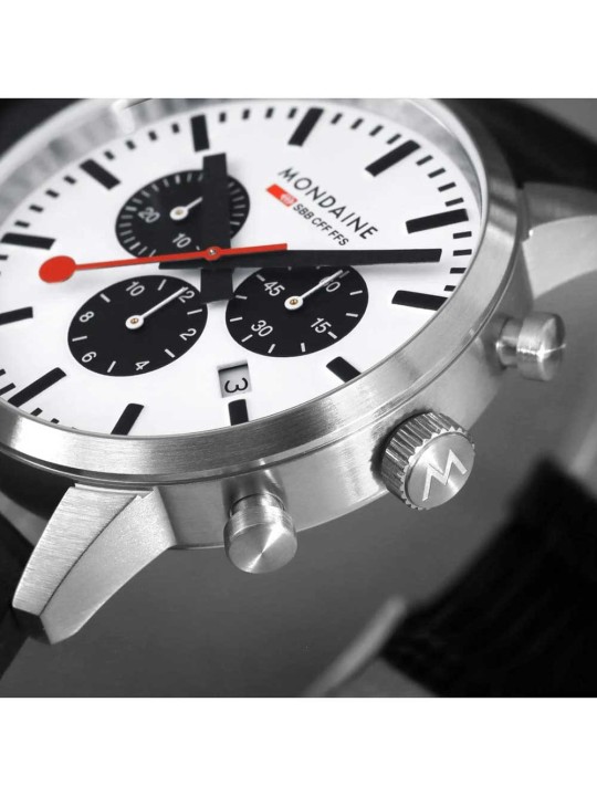 orologio uomo Mondaine MSD.41410.LBV Mens Watch SBB Neo Chronograph 41mm 5ATM