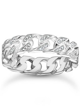 anello donna Thomas Sabo TR2500-051-14-54 ring - chain links white stones silver Ladies