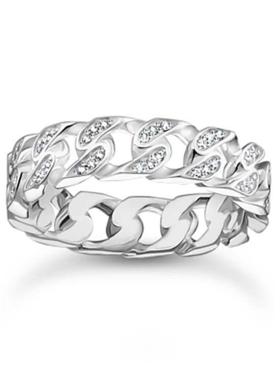 anello donna Thomas Sabo TR2500-051-14-56 ring - chain links white stones silver Ladies