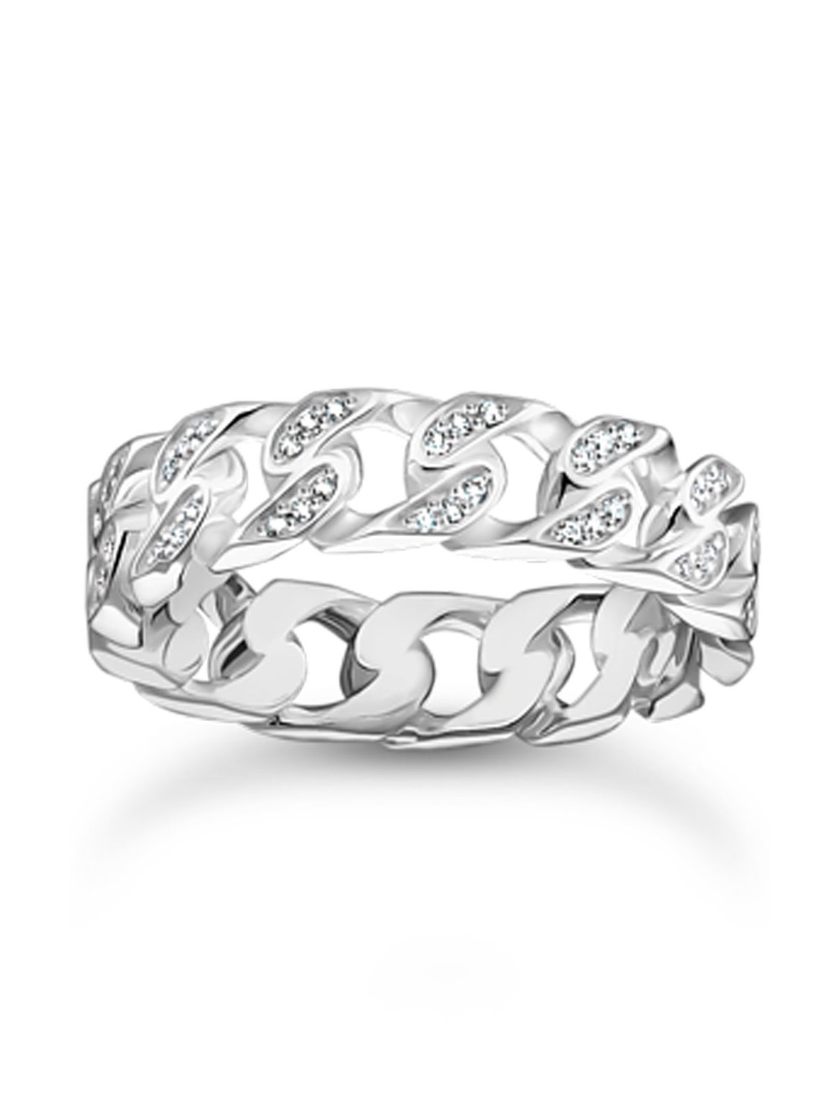anello donna Thomas Sabo TR2500-051-14-56 ring - chain links white stones silver Ladies