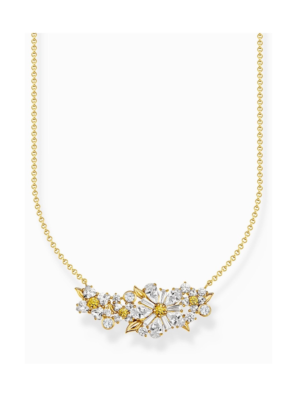 collana donna Thomas Sabo KE2085-414-4-L45V chain flower with stones gold plated Ladies