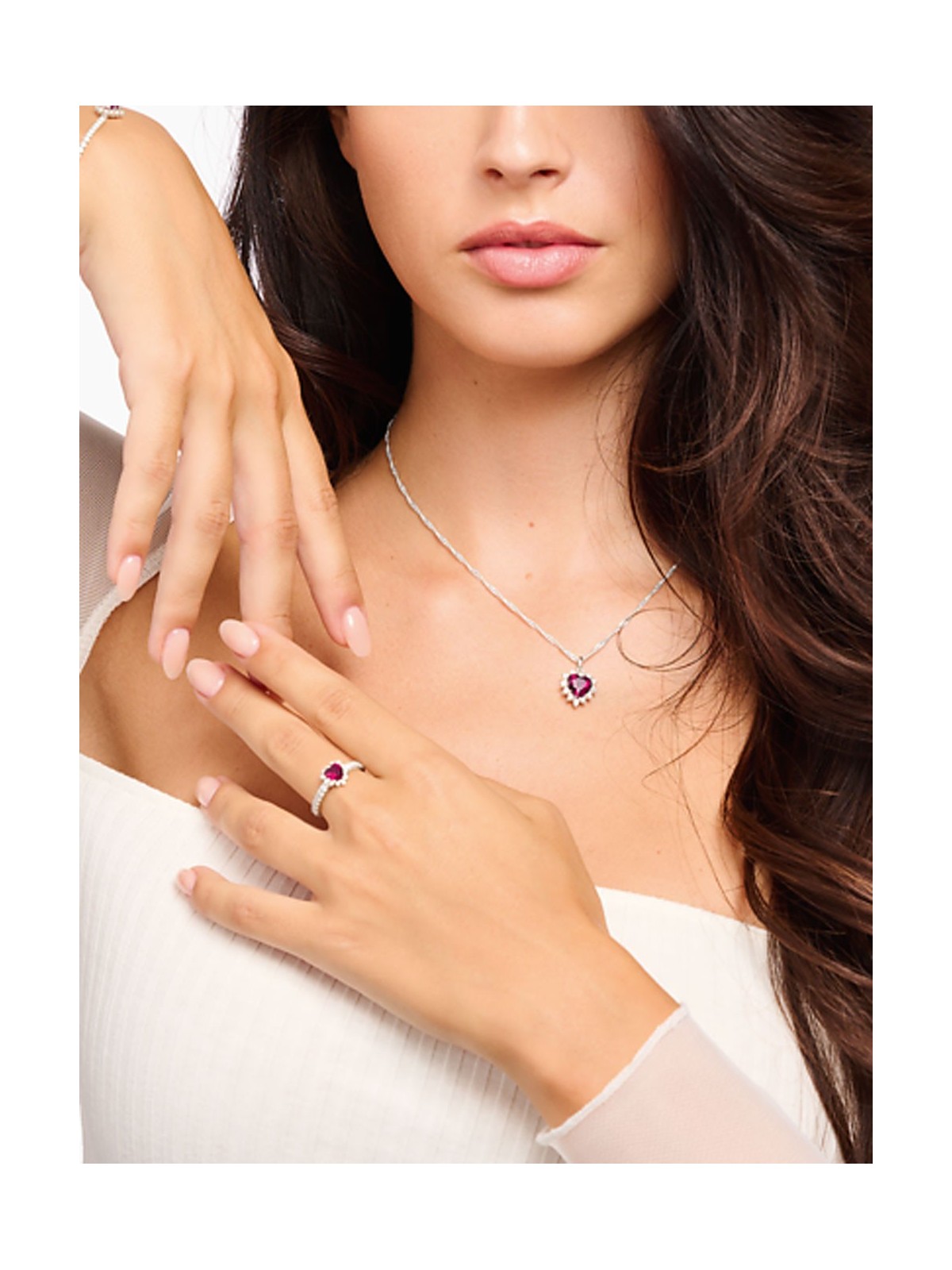 collana donna Thomas Sabo KE2305-013-10-L45V chain with heart charms romance silver Ladies