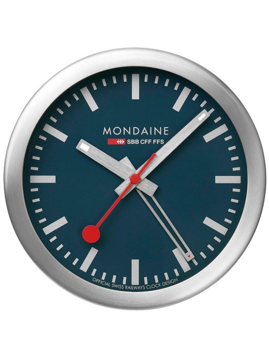 sveglia Mondaine A997.MCAL.46SBV.2 silver bluemini Wall Clock Table Clock & Alarm Clock 12,5 cm