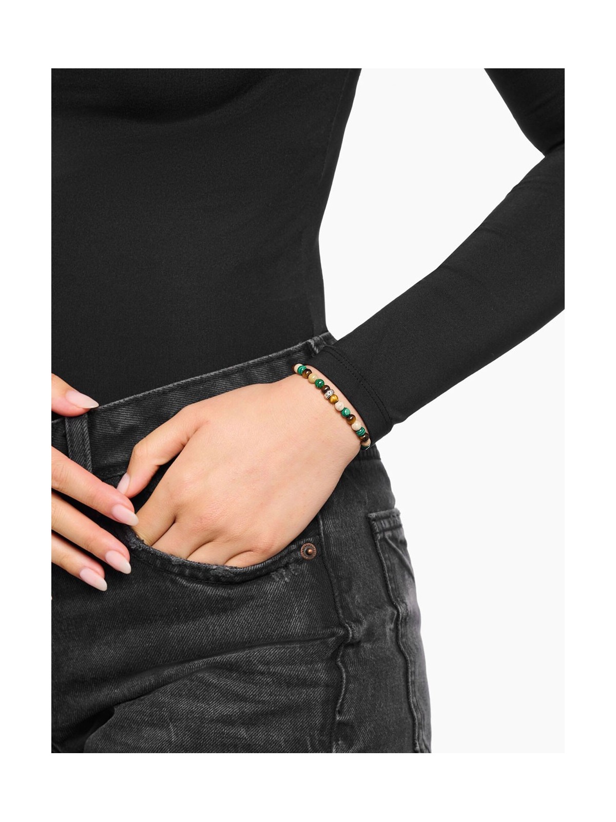 bracciale donna Thomas Sabo A2183-468-7-L19 Unisex Bead Bracelet in earth and green tones