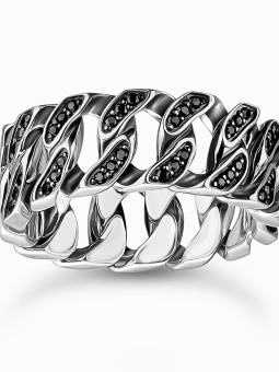 anello uomo Thomas Sabo TR2501-643-11-64 Unisex Ring - Chain links black stones silver