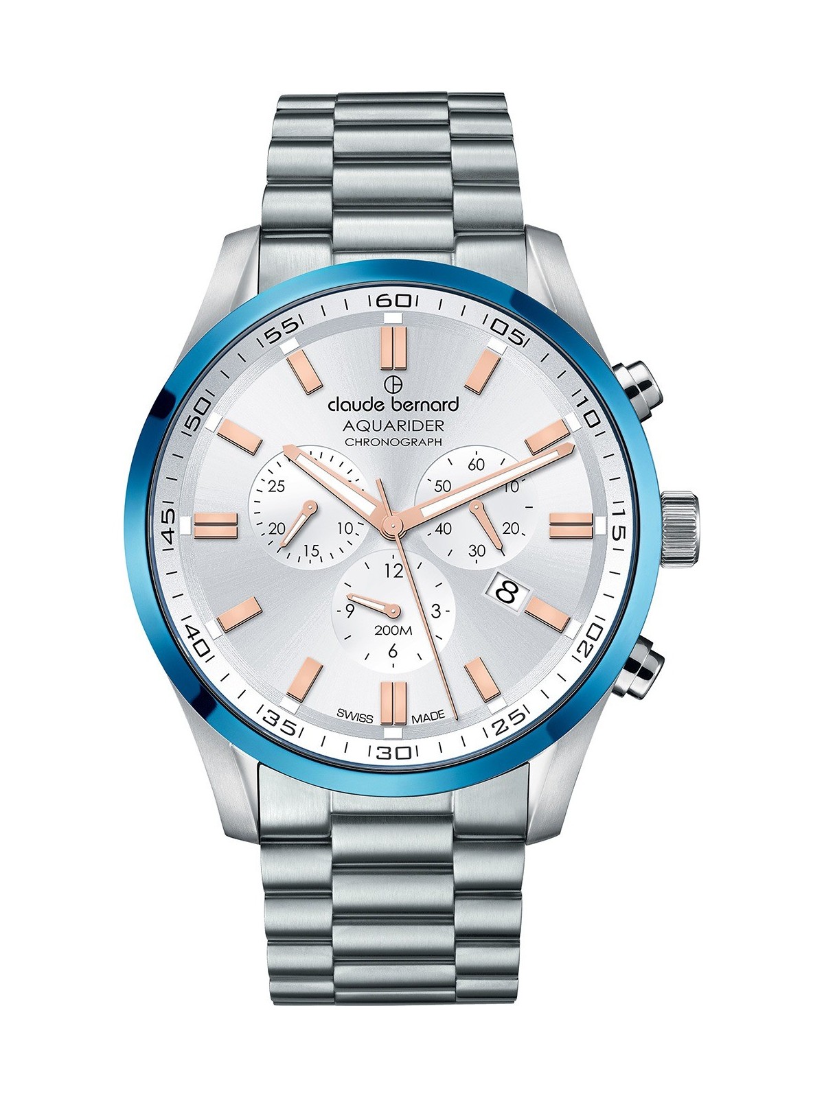orologio uomo Claude Bernard 10222-3MBU-AIR Mens Watch Aquarider Chronograph 44mm 20ATM
