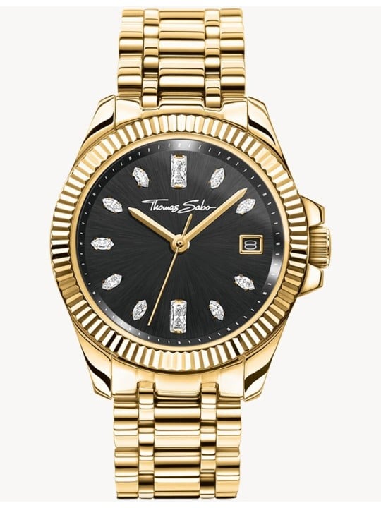 orologio donna Thomas Sabo WA0431-291-207 Ladies Watch black-gold 33mm 5ATM