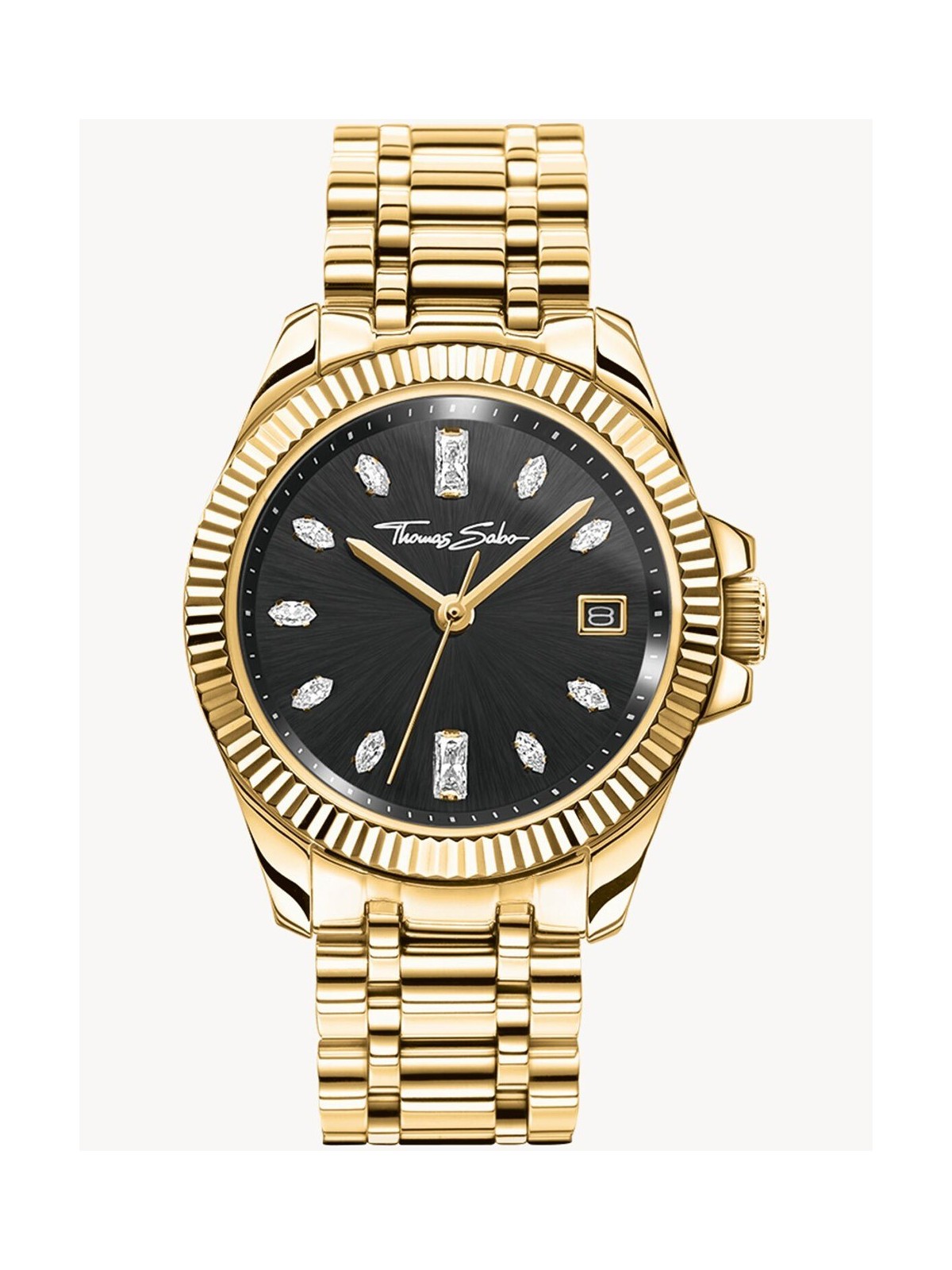 orologio donna Thomas Sabo WA0431-291-207 Ladies Watch black-gold 33mm 5ATM