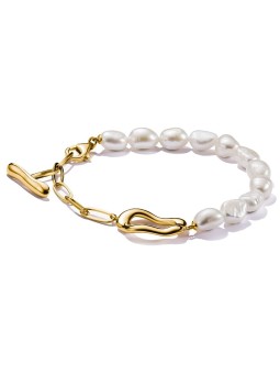 bracciale donna Thomas Sabo A2190-430-14-L19V Pearl Bracelet Natural Beauty Gold-Plated