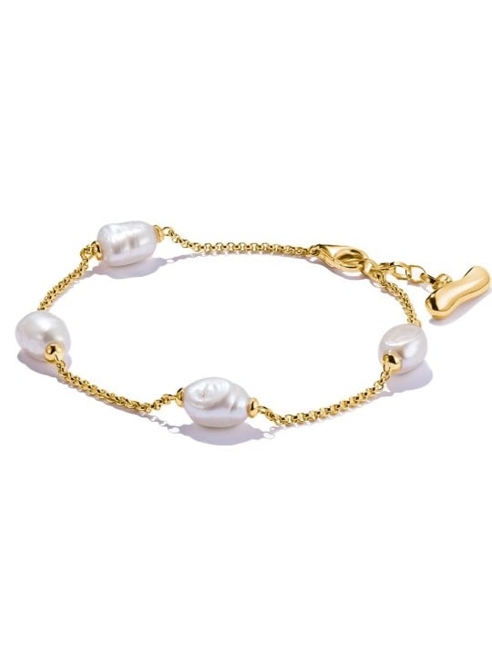 bracciale donna Thomas Sabo A2189-430-14-L19V Bracelet with pearls Natural Beauty Gold-Plated
